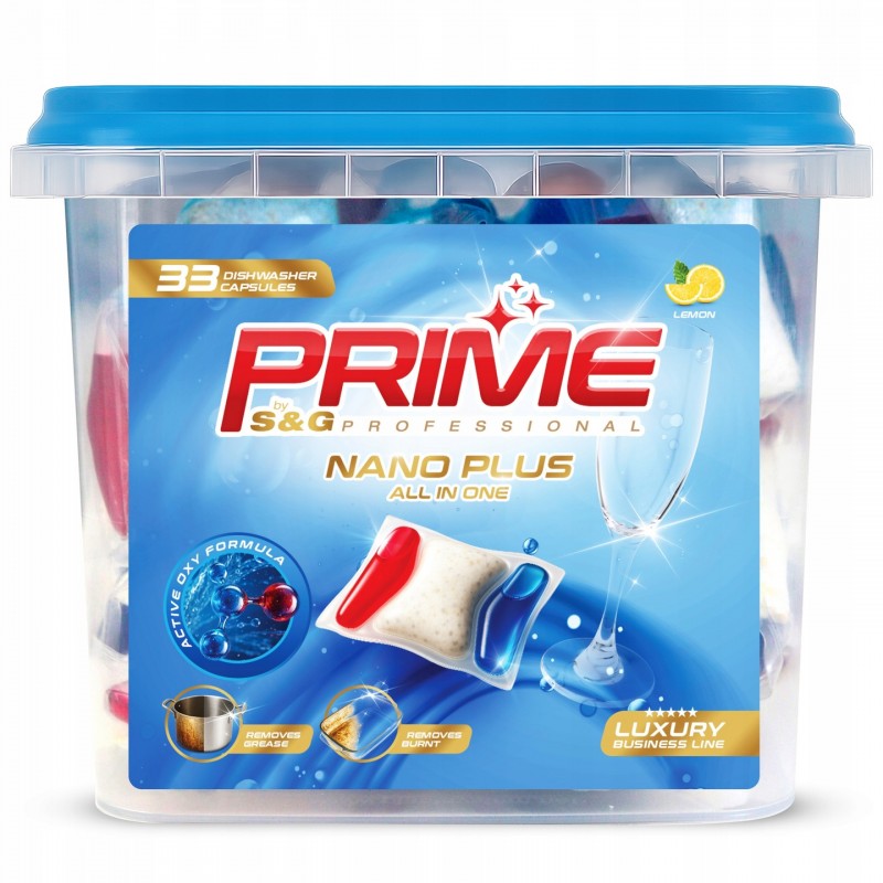  Prime Nano+ Niemieckie Kapsułki do zmywarki All in One 33 sztuki