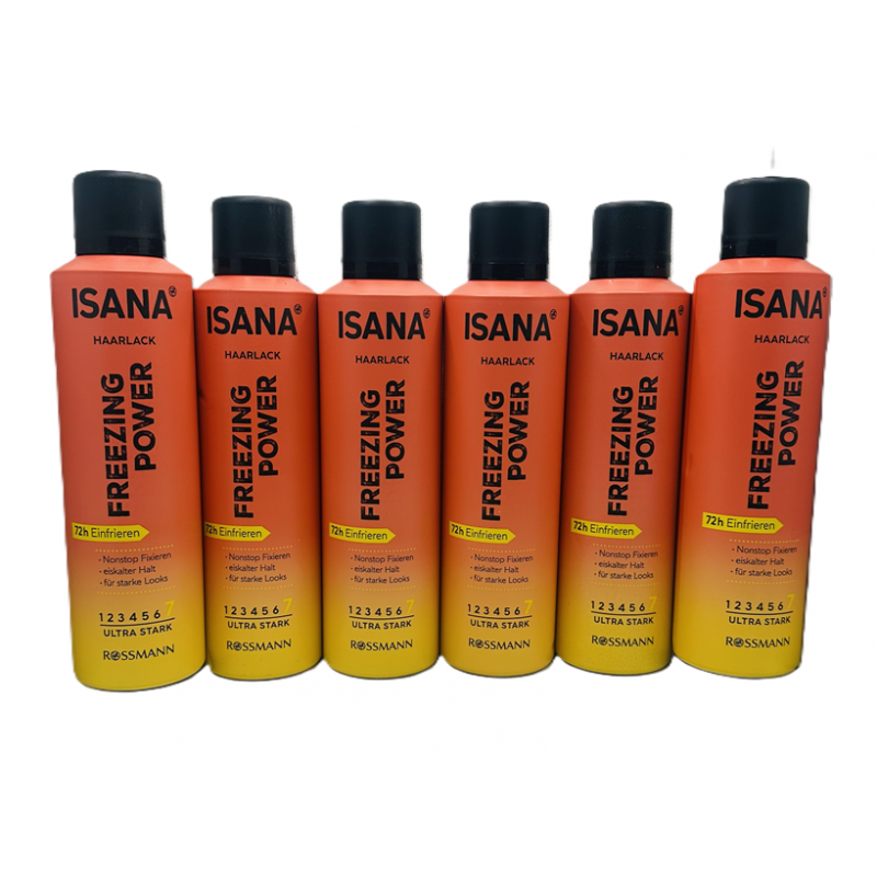  Isana Freezing Power bardzo mocny lakier do włosów 6x250ml zestaw