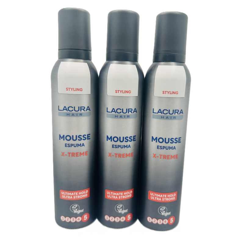  Lacura Hair Mousse Xtreme Pianka do włosów mocno ultrwalająca 3x250ml