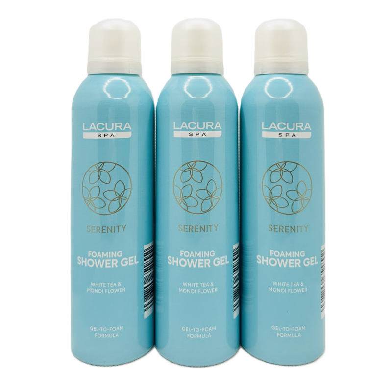  Lacura SPA Serenity Pianka pod prysznic 3x200ml Biała Herbata & Kwiat Monoi